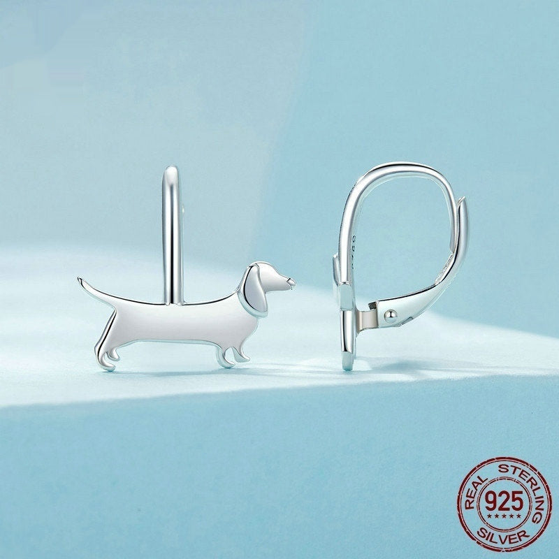 Aifule Original Cute Sausage Dog Stud Sterling Silver Simple Wild Earrings-Jewearrings