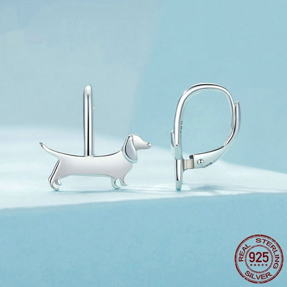 Aifule Original Cute Sausage Dog Stud Sterling Silver Simple Wild Earrings-Jewearrings