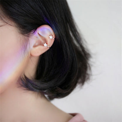 Cute shiny zircon pentagonal ear clip Korean version of ear bone clip without ear pierced earrings female jewelry-Jewearrings