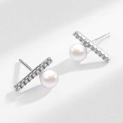 Sterling Silver One Word Pearl Earrings-Jewearrings