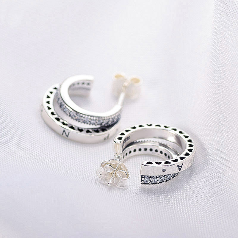 Frosty Wind Zircon Double Ring Female Stud Earrings-Jewearrings