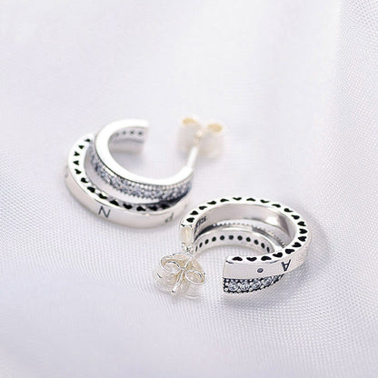 Frosty Wind Zircon Double Ring Female Stud Earrings-Jewearrings