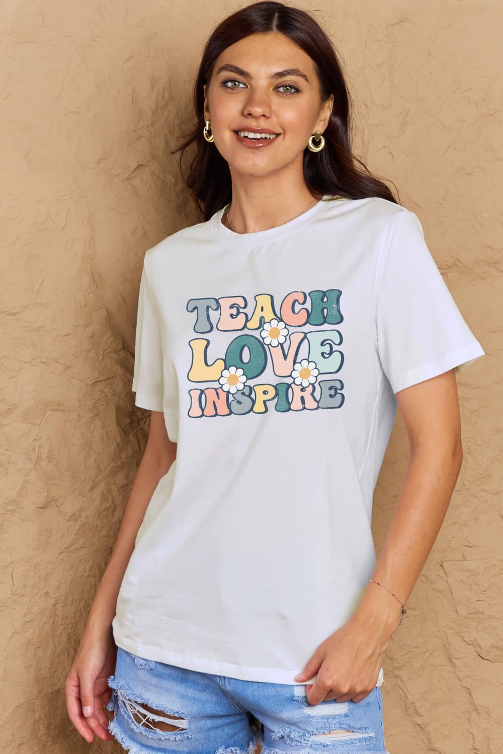 Simply Love Full Size TEACH LOVE INSPIRE Graphic Cotton T-Shirt-Jewearrings