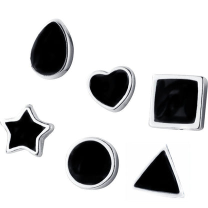 Triangular Water Drop Heart Shaped Round Rubber Stud Earrings-Jewearrings