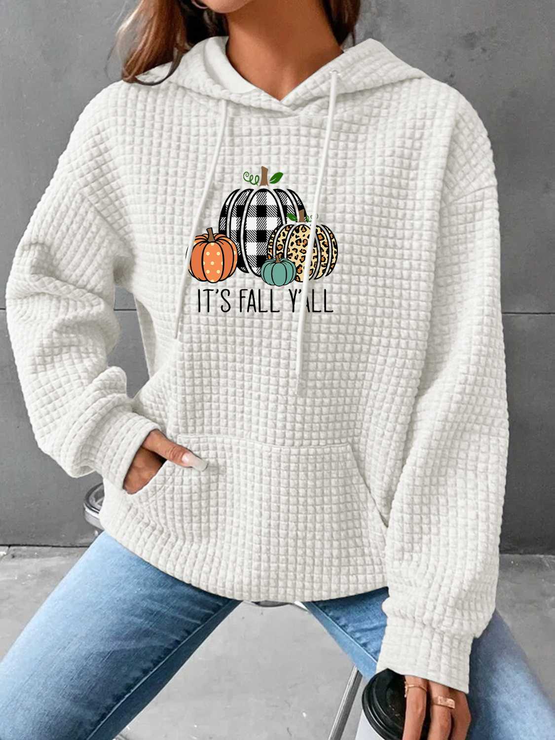 IT'S FALL YALL Full Size Graphic Hoodie-Jewearrings