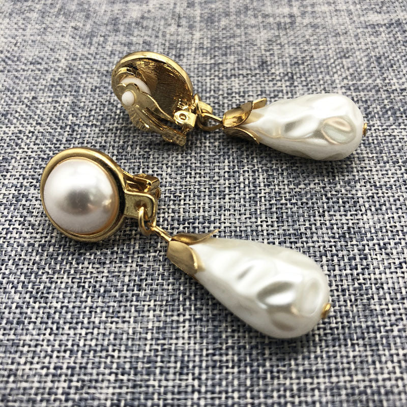 White Pearl Earrings Earrings Retro Drop Earrings-Jewearrings