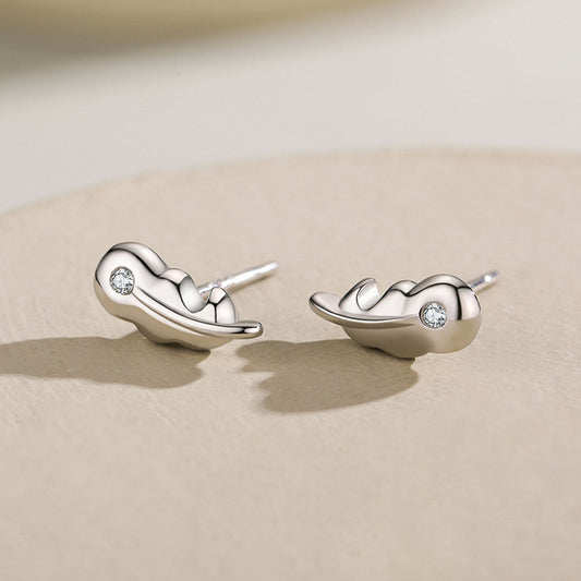 S925 Sterling Silver Simple Versatile Leaf Stud Earrings-Jewearrings