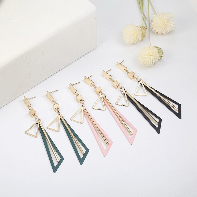 Korean Long Statement Geometric Triangle Tassel Dangle Drop Earrings For Women Earrings Fashion Jewelry Oorbellen Brincos-Jewearrings