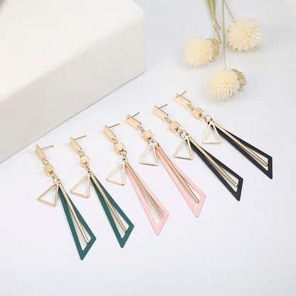 Korean Long Statement Geometric Triangle Tassel Dangle Drop Earrings For Women Earrings Fashion Jewelry Oorbellen Brincos-Jewearrings