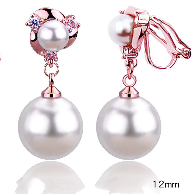 Style Tassel Clip Sterling Silver Pearl Earrings For Women-Jewearrings