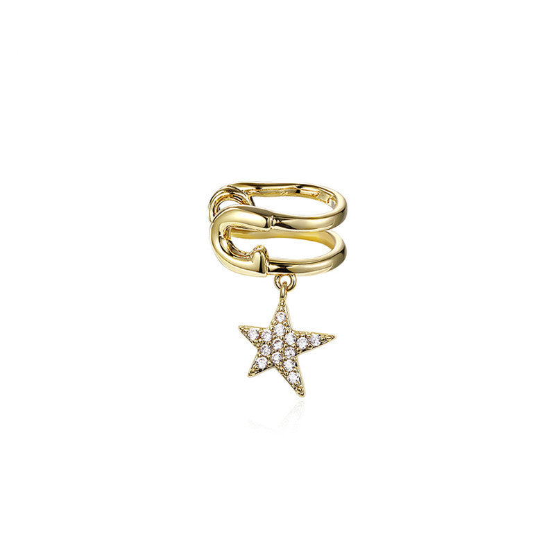 Sterling silver star ear clip earrings-Jewearrings