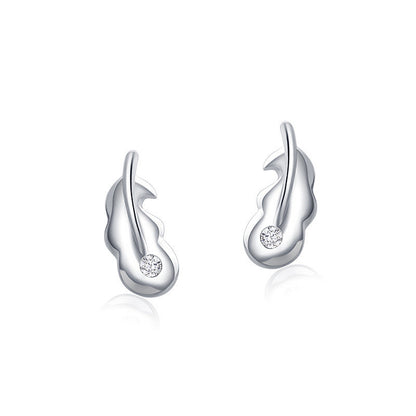 S925 Sterling Silver Simple Versatile Leaf Stud Earrings-Jewearrings