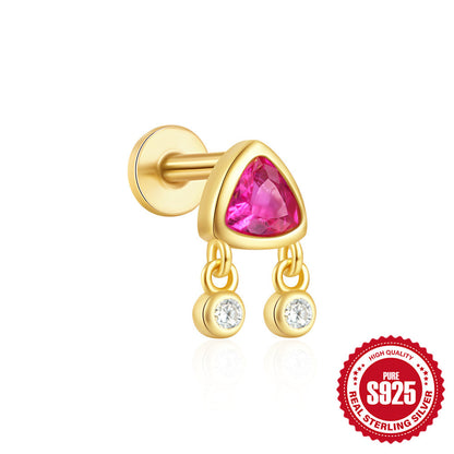 S925 Sterling Silver Ins Style Gemstone Fashion Stud Earrings-Jewearrings