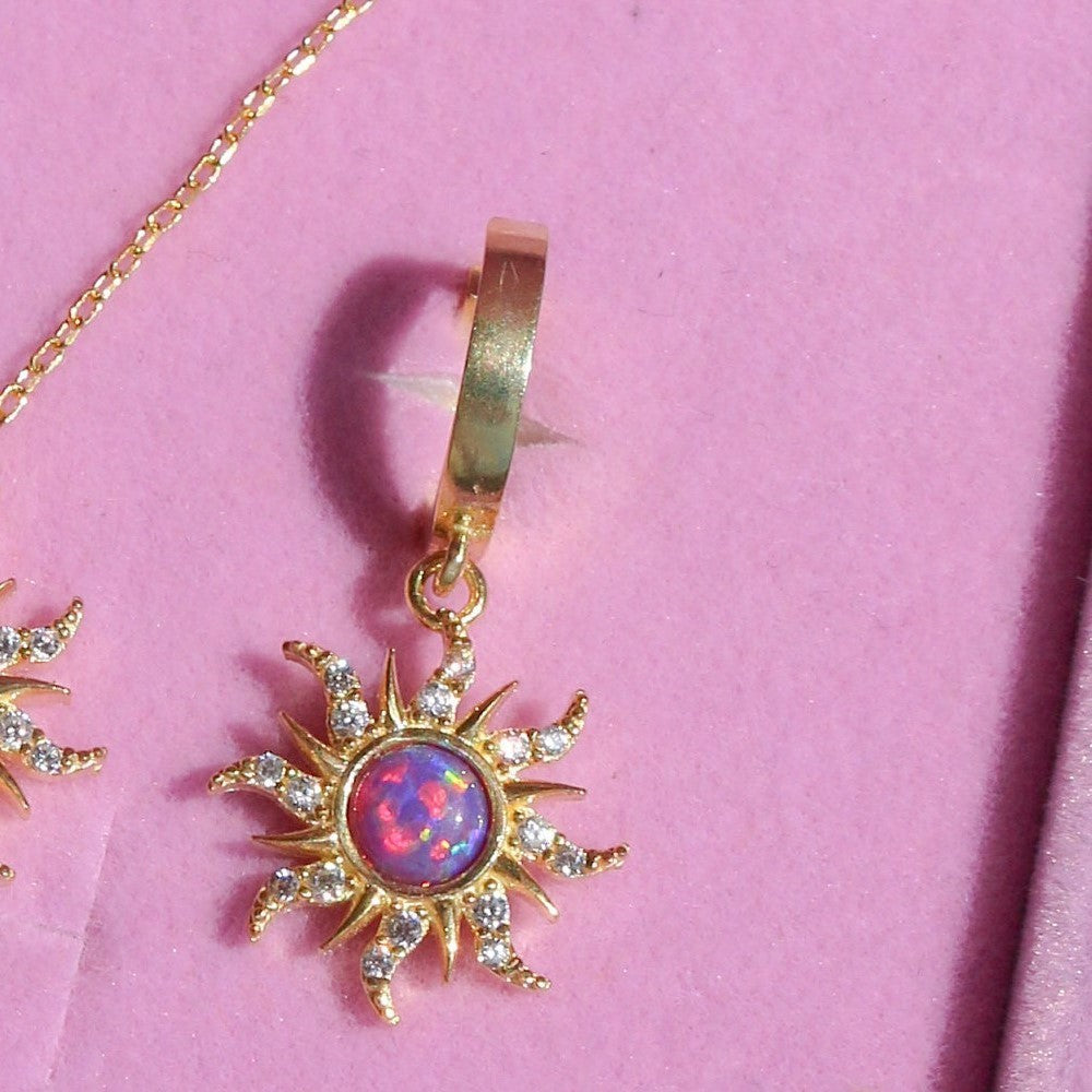 Vintage Dopamine Opal Pendant Necklace Ring Earrings-Jewearrings