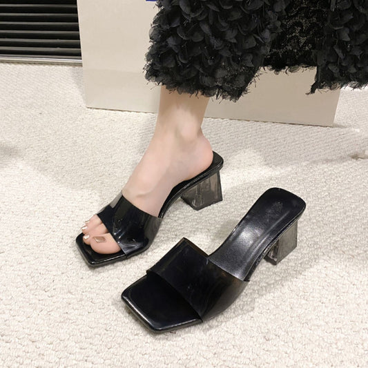 Open Toe Block Heel Sandals-Jewearrings