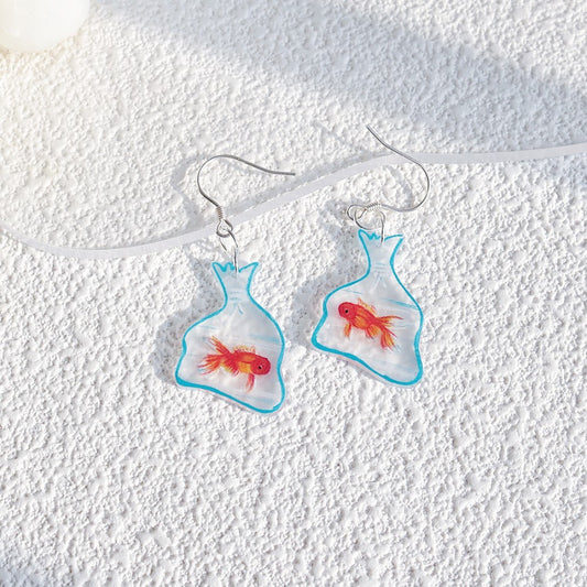 Pocket Goldfish Sterling Silver Earrings Non-piercing Ear Clip-Jewearrings