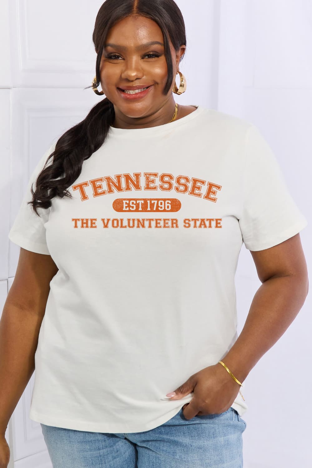 Simply Love Full Size TENNESSEE EST 1796 THE VOLUNTEER STATE Graphic Cotton Tee-Jewearrings