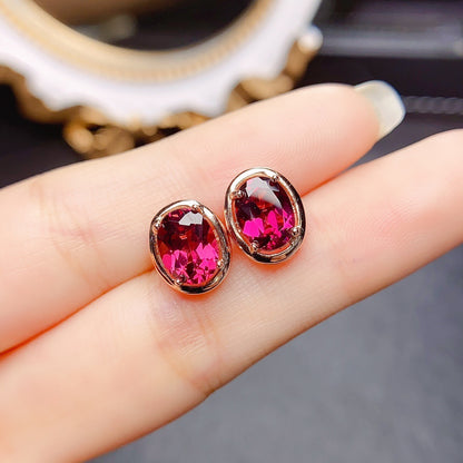 Women's S925 Silver Natural Stone Stud Earrings-Jewearrings