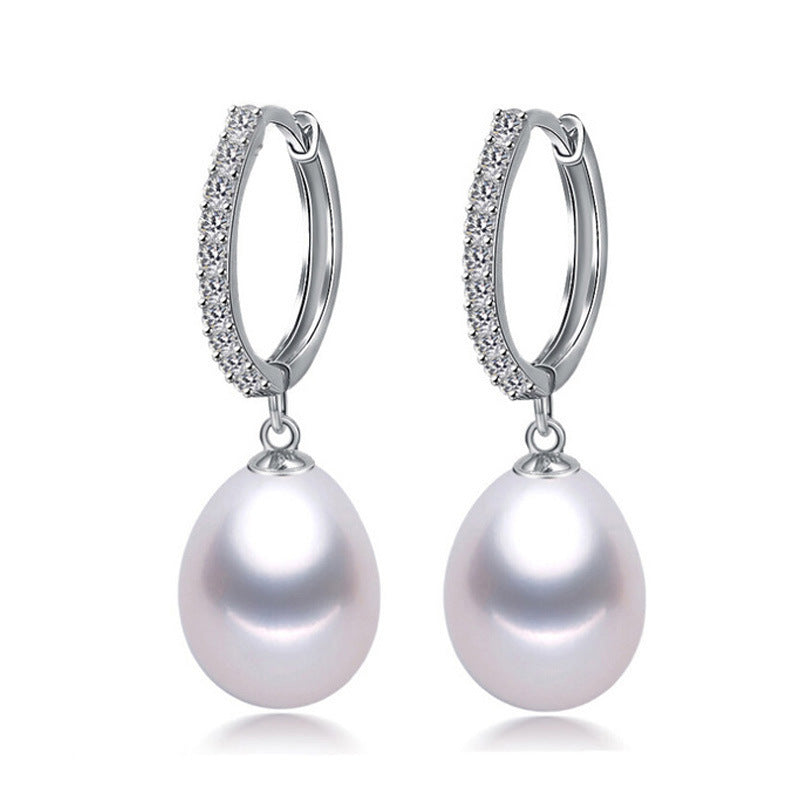 Water Pearl Earrings Ear Ring Finished Parts Female Half Silver Accessories-Jewearrings