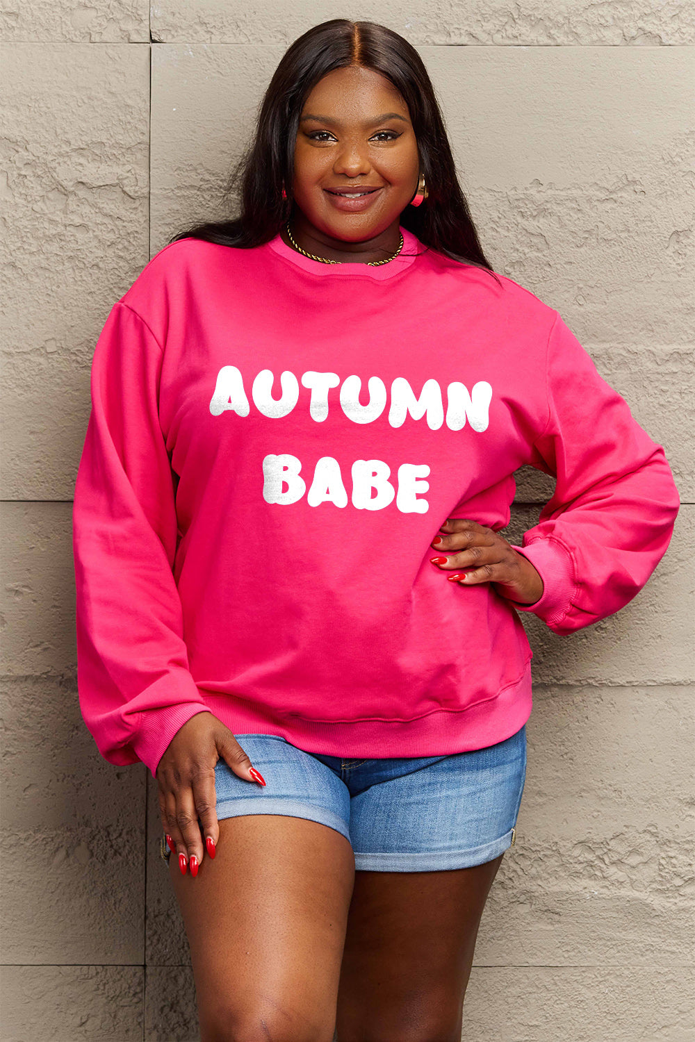 Simply Love Full Size AUTUMN BABE Graphic Sweatshirt-Jewearrings