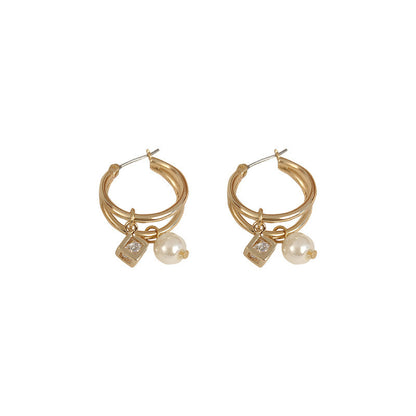 South Korea's New Earrings Simple Pearl Rhinestone Earrings-Jewearrings