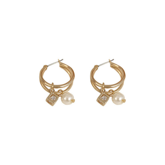 South Korea's New Earrings Simple Pearl Rhinestone Earrings-Jewearrings