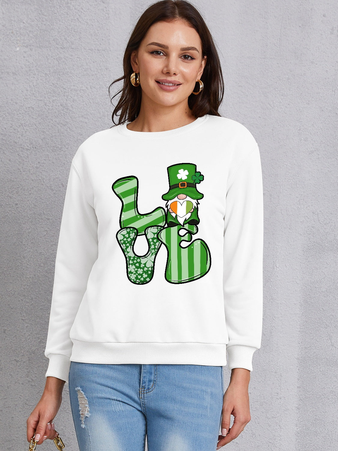 LOVE Round Neck Dropped Shoulder Sweatshirt-Jewearrings