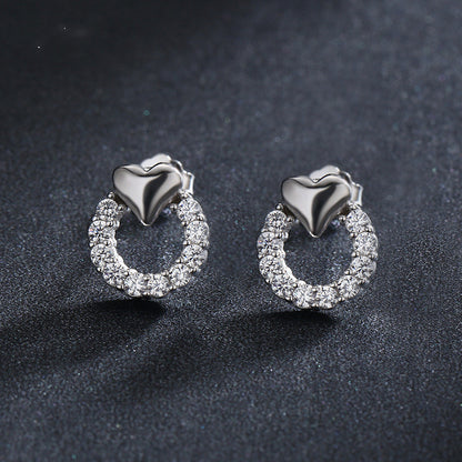 Modian Heart Earrings For Women 925 Sterling Silver Cubic Zirconia-Jewearrings