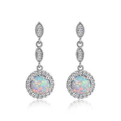 Trendy Rose Gold White Gold Multicolor Round Opal Draping Versatile Earrings-Jewearrings