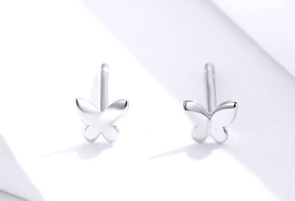 Simple Butterfly Sterling Silver Stud Earrings-Jewearrings