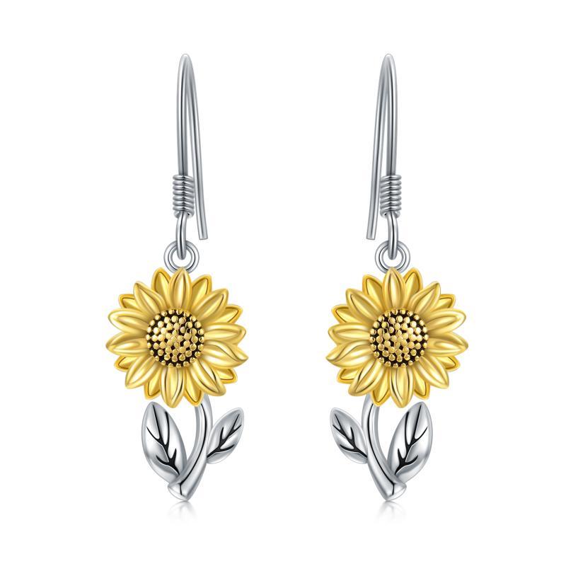 925 Sterling Silver Sunflower Dangle Earrings for Women Girls Teen-Jewearrings