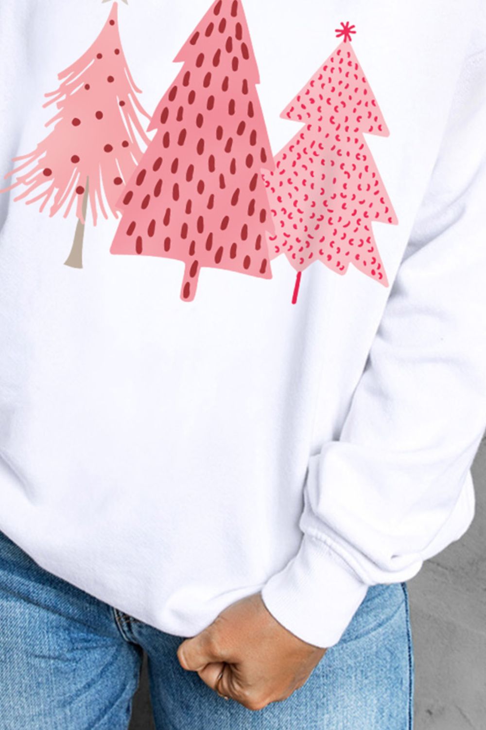 Christmas Tree Graphic Long Sleeve Sweatshirt-Jewearrings