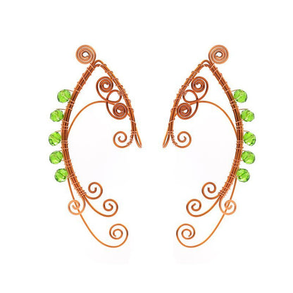 New Non-piercing Ear Clip Ear Hanging Elf Earrings Amazon AliExpress Vintage Green-Jewearrings