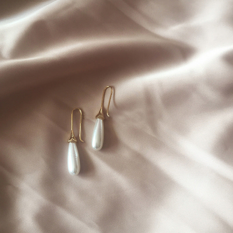 Waterdrop pearl simple personality earrings-Jewearrings