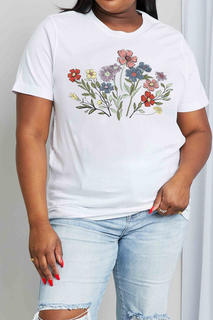 Simply Love Simply Love Full Size Flower Graphic Cotton Tee-Jewearrings