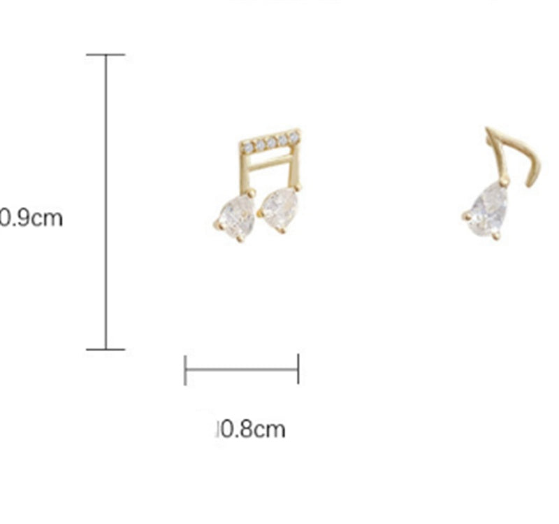 S925 Silver Needle Korean Dongdaemun Musical Note Stud Earrings Female Fashion Temperament-Jewearrings