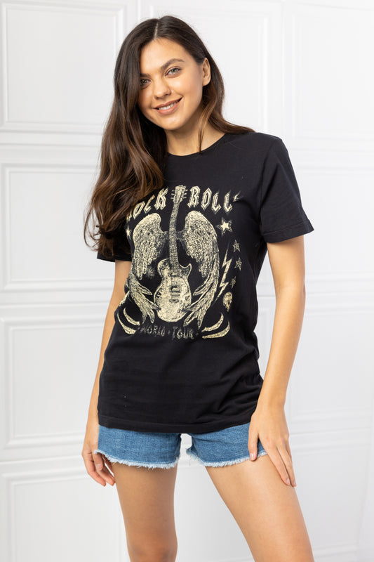 mineB Full Size Rock & Roll Graphic Tee-Jewearrings