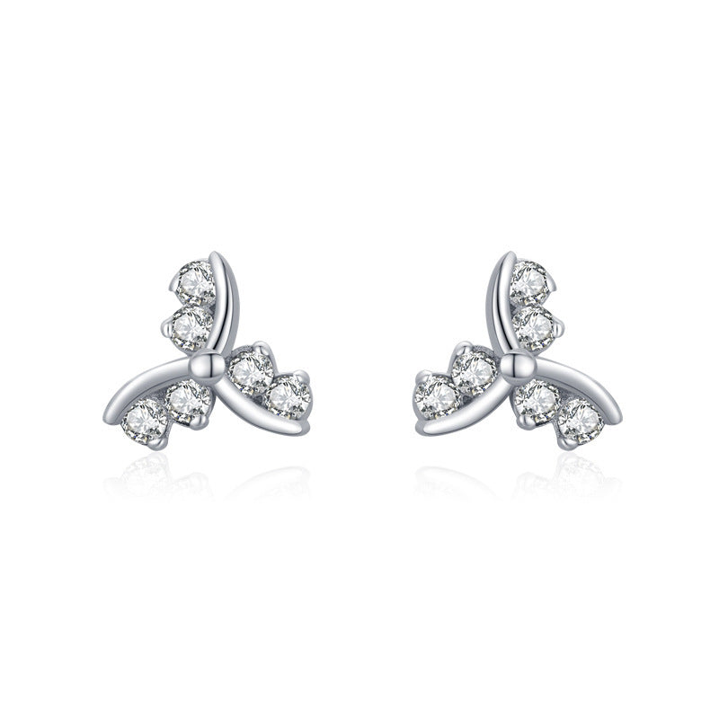 Women's Silver Geometric Stud Micro Setting Earrings-Jewearrings