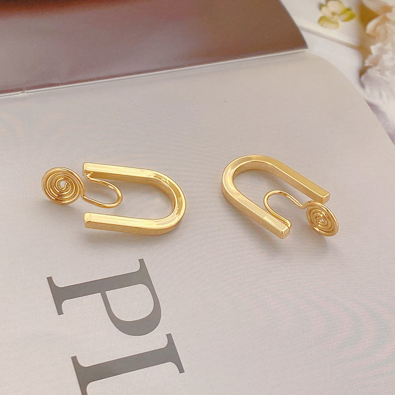 Top quality 18K Gold Color Mosquito Coil Clip on Hoop Earrings Hot Sale C Shape Copper C Shape Cuff Earrings Ear Clip-Jewearrings