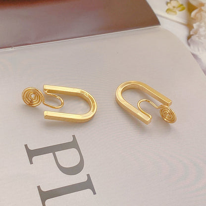 Top quality 18K Gold Color Mosquito Coil Clip on Hoop Earrings Hot Sale C Shape Copper C Shape Cuff Earrings Ear Clip-Jewearrings