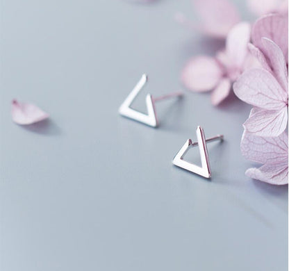 Sterling Silver Triangle Stud Niche Design Earrings-Jewearrings