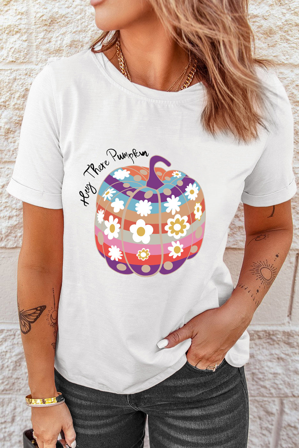 Pumpkin Graphic Short Sleeve T-Shirt-Jewearrings