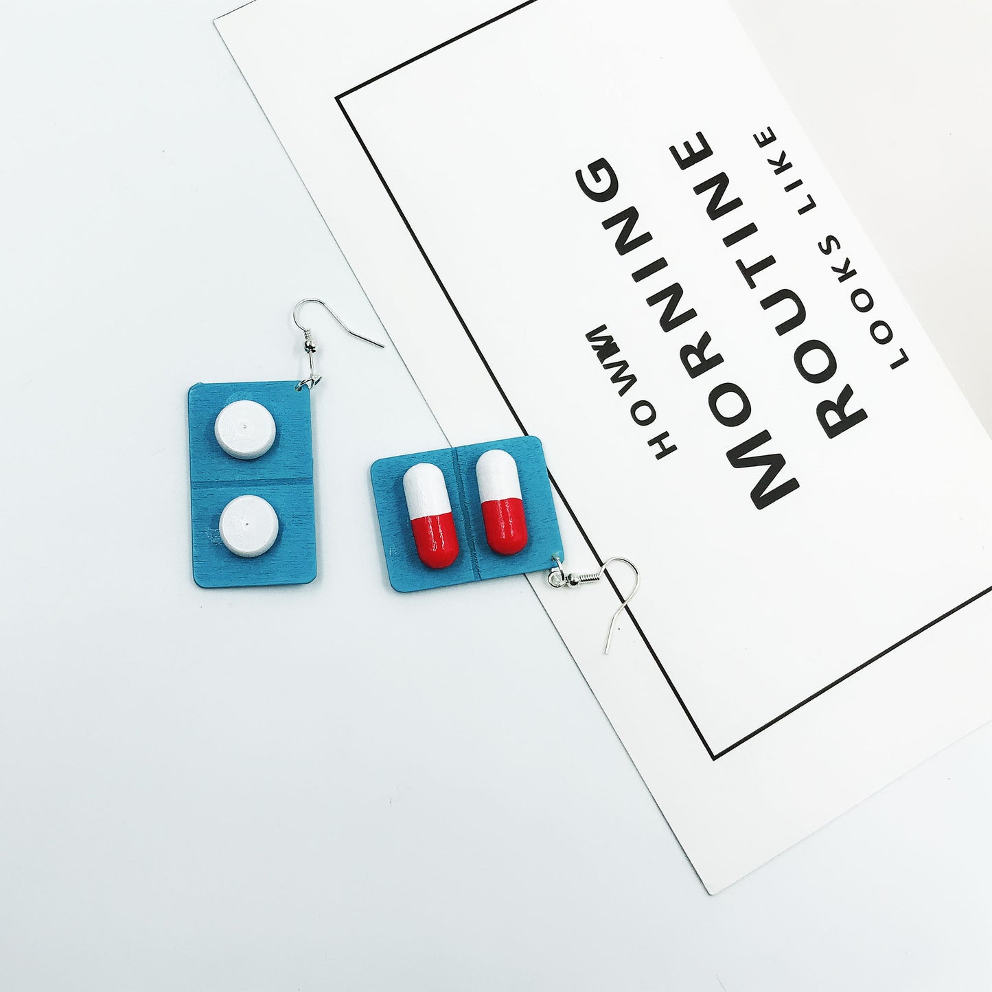 Quirky Ideas Log Earrings 925 Temperament Contrast Color Pill Capsule Harajuku Style Ear Clip-Jewearrings