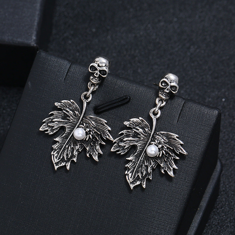 Personalized Wild Pearl Maple Leaf Earrings-Jewearrings