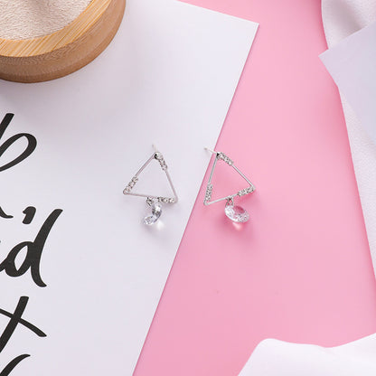 925 silver needle five-pointed star stud earrings simple geometric ring zircon earrings earrings-Jewearrings