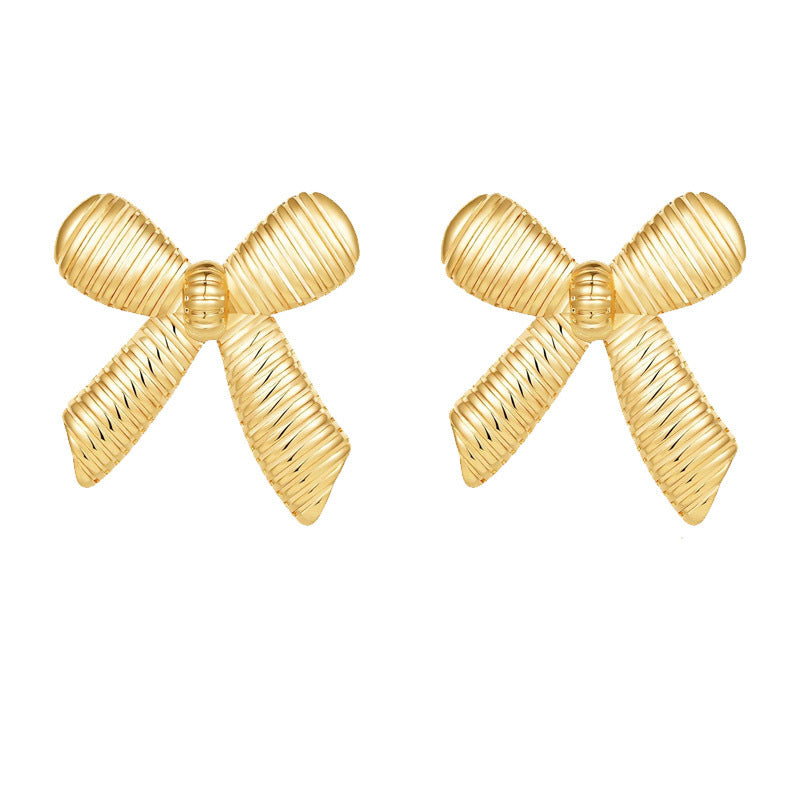 Women's Simple Spiral Bow Metal Alloy Earrings-Jewearrings