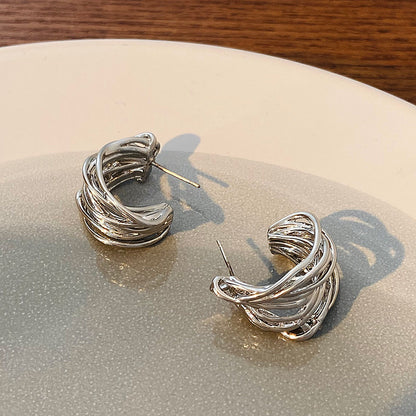 Women's Fashion C- Shaped Winding Hoop Earrings-Jewearrings