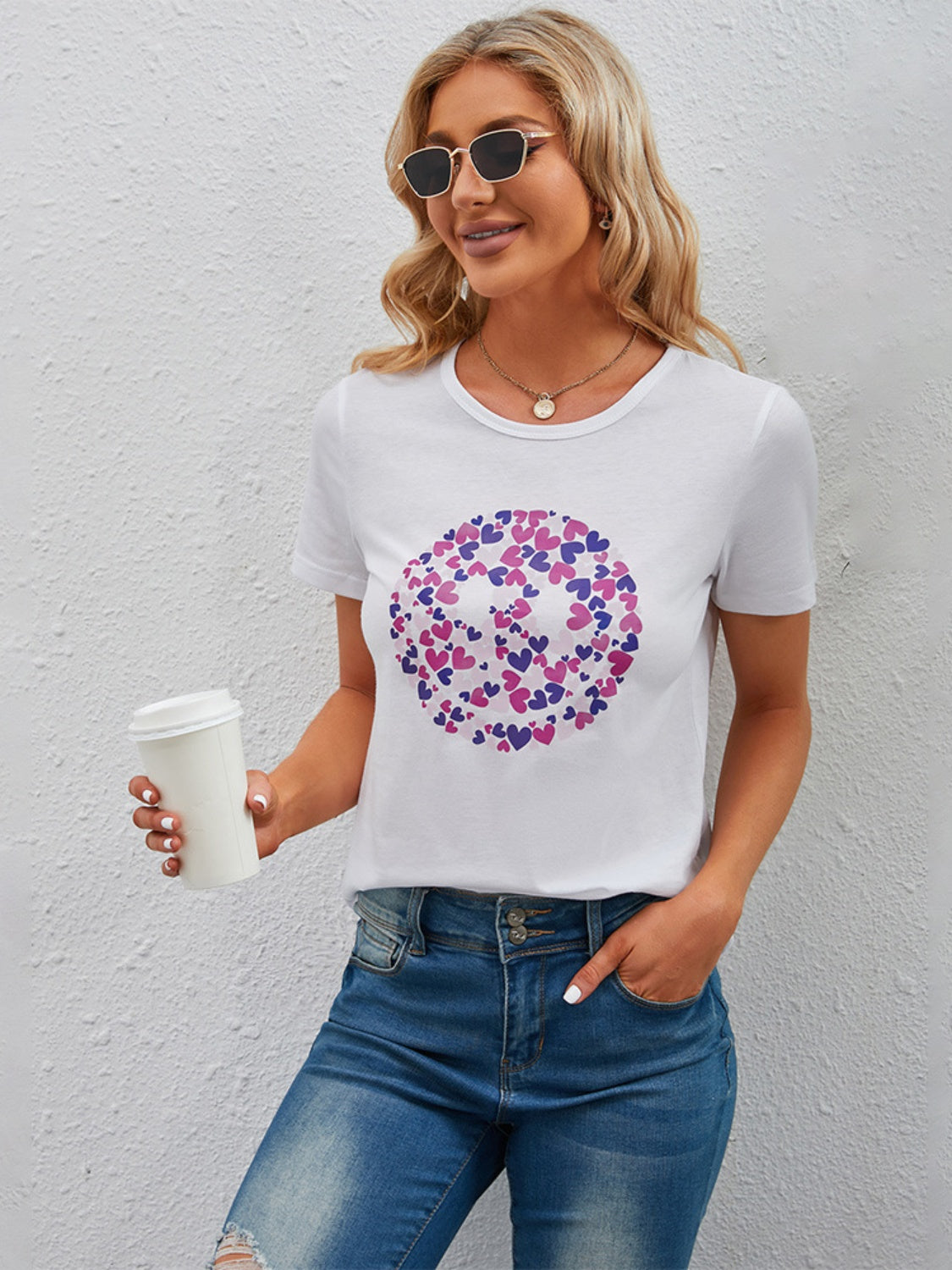 Graphic Round Neck Short Sleeve T-Shirt-Jewearrings