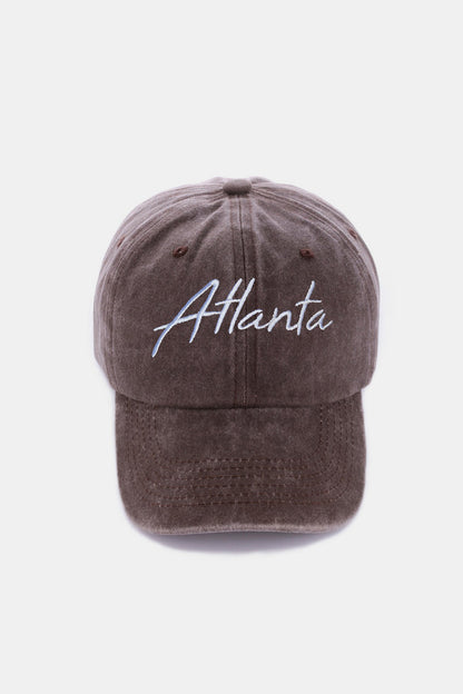 Zenana Washed ATLANTA Embroidered Baseball Cap-Jewearrings