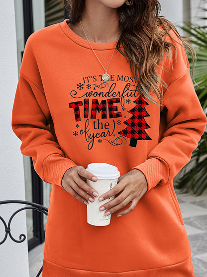 Christmas Tree Graphic Drop Shoulder Sweatshirt-Jewearrings